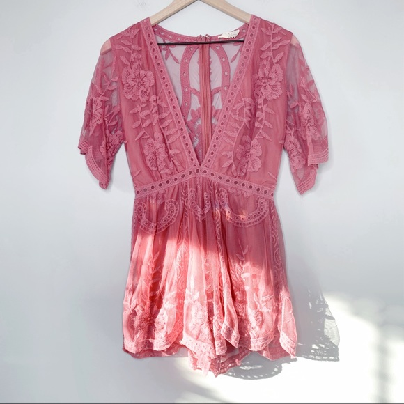 vestique Pants - Vestique Lace Deep V Romper